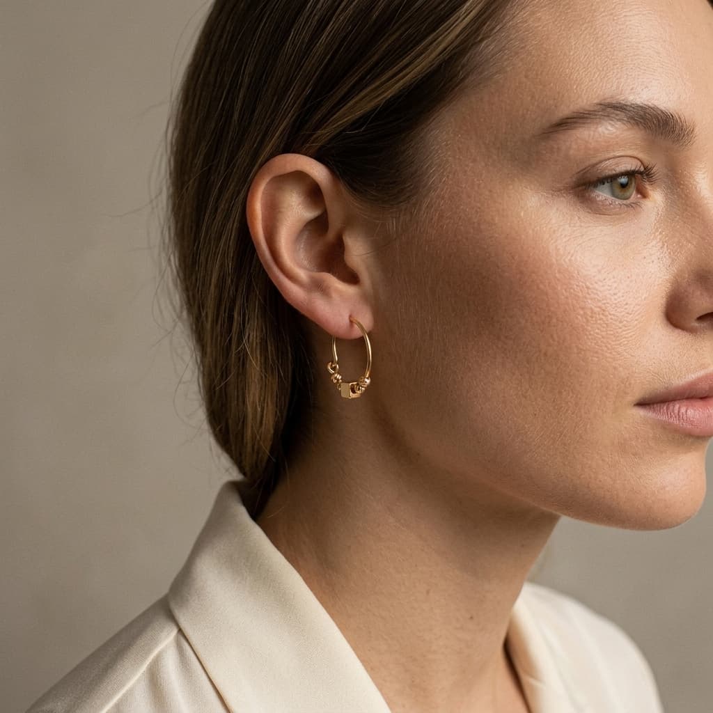 گوشواره طلا زنانه مدل Cubic Mini (مکعب مینی) 2.11 گرم — تصویر ۴