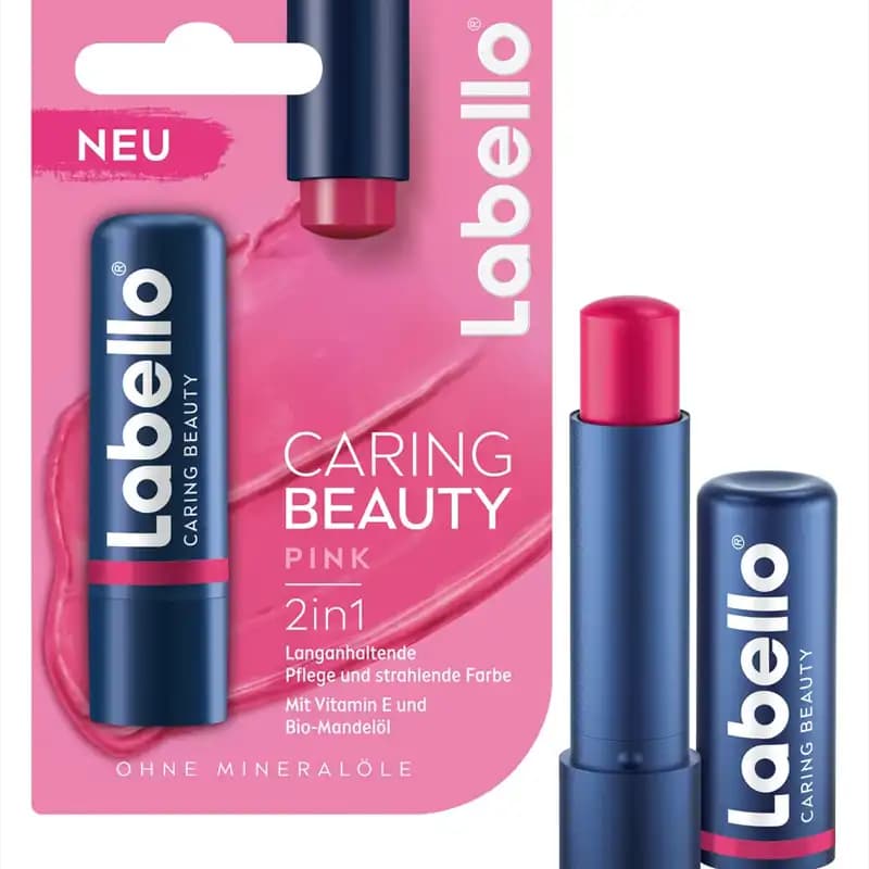 بالم لب لابلو Labello مدل Caring Beauty رنگ Pink — تصویر ۳