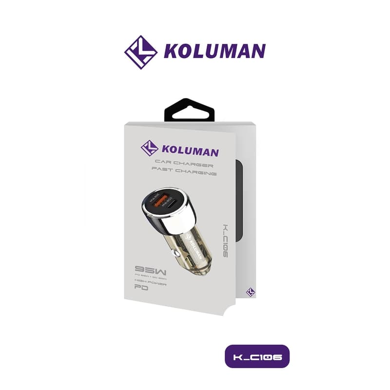 شارژر فندکی کلومن اورجینال مدل KOLUMAN K-C106 سوپر فست شارژ PD 95W — تصویر ۴
