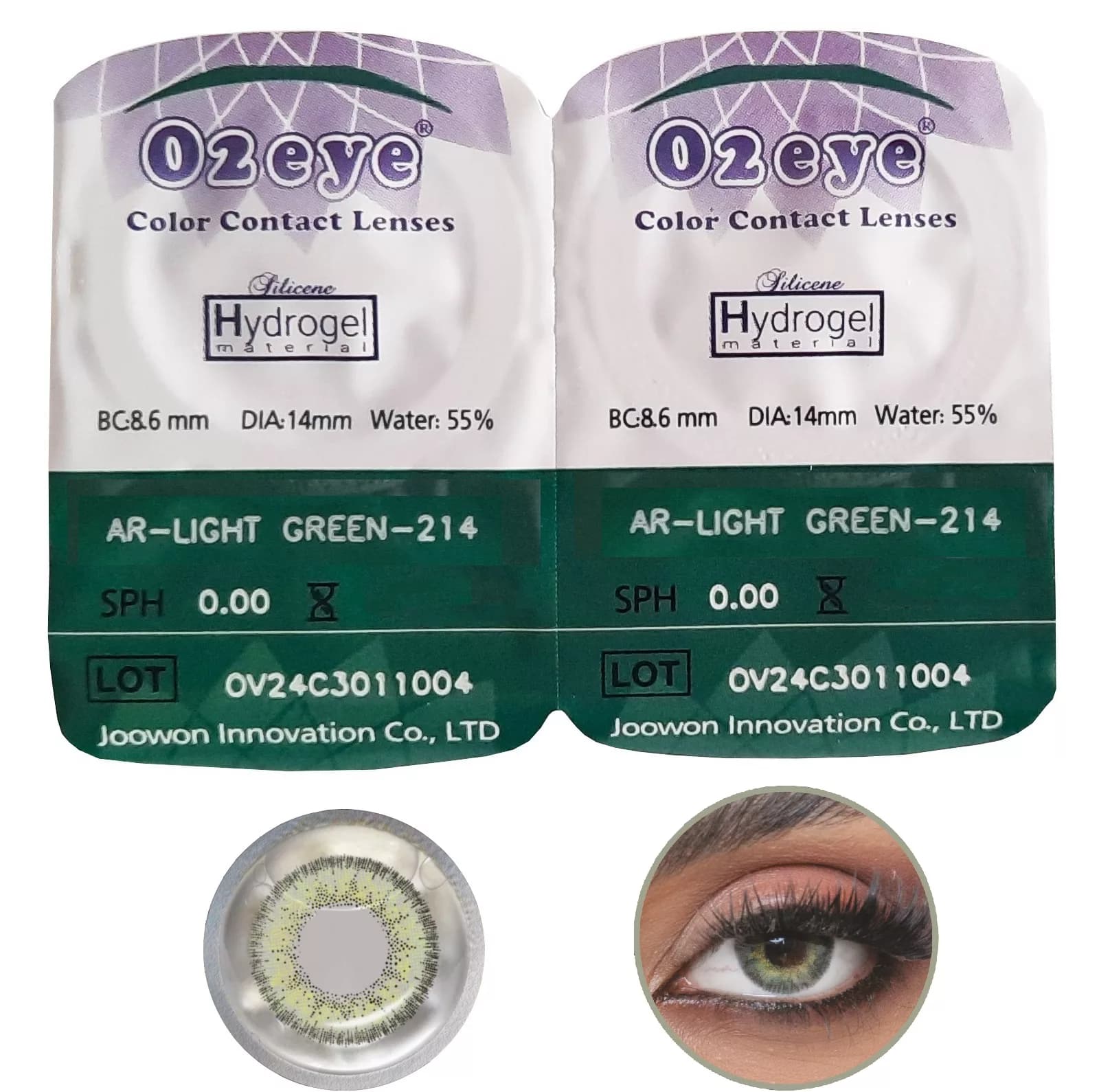 لنز چشم 02آی مدل Hydrogel شماره 214 رنگ سبز — تصویر ۲