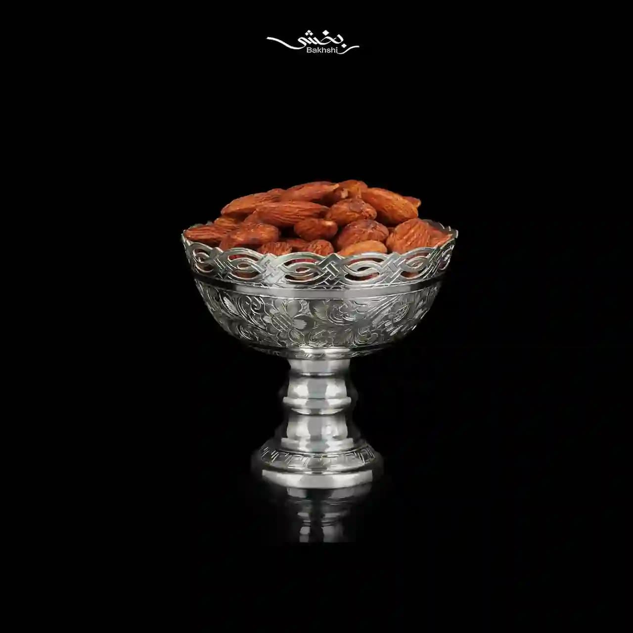 کاسه نقره پایه دار شش عددی قلم تبریز — تصویر ۳