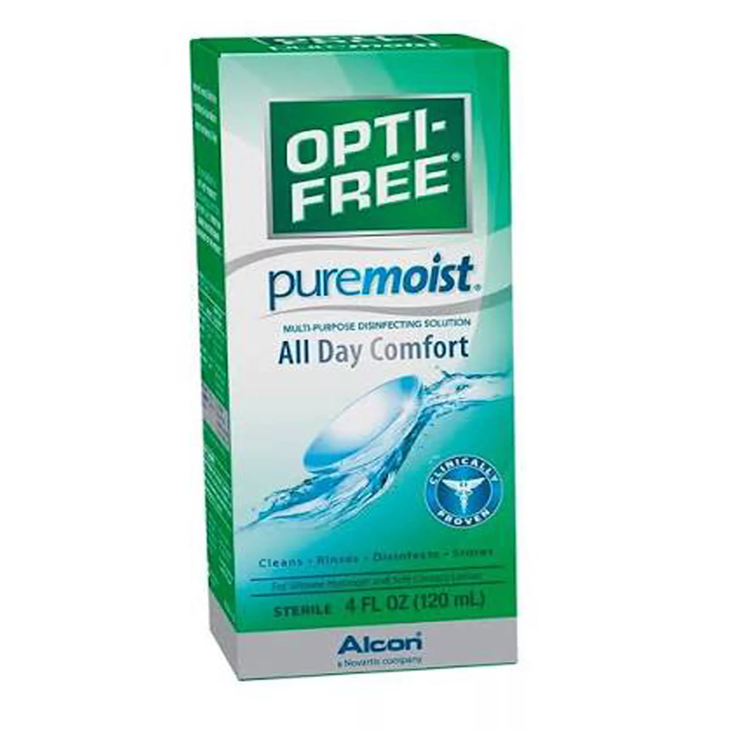 محلول شستشوی لنز اپتی فری مدل pure moist حجم 120 میلی لیتر