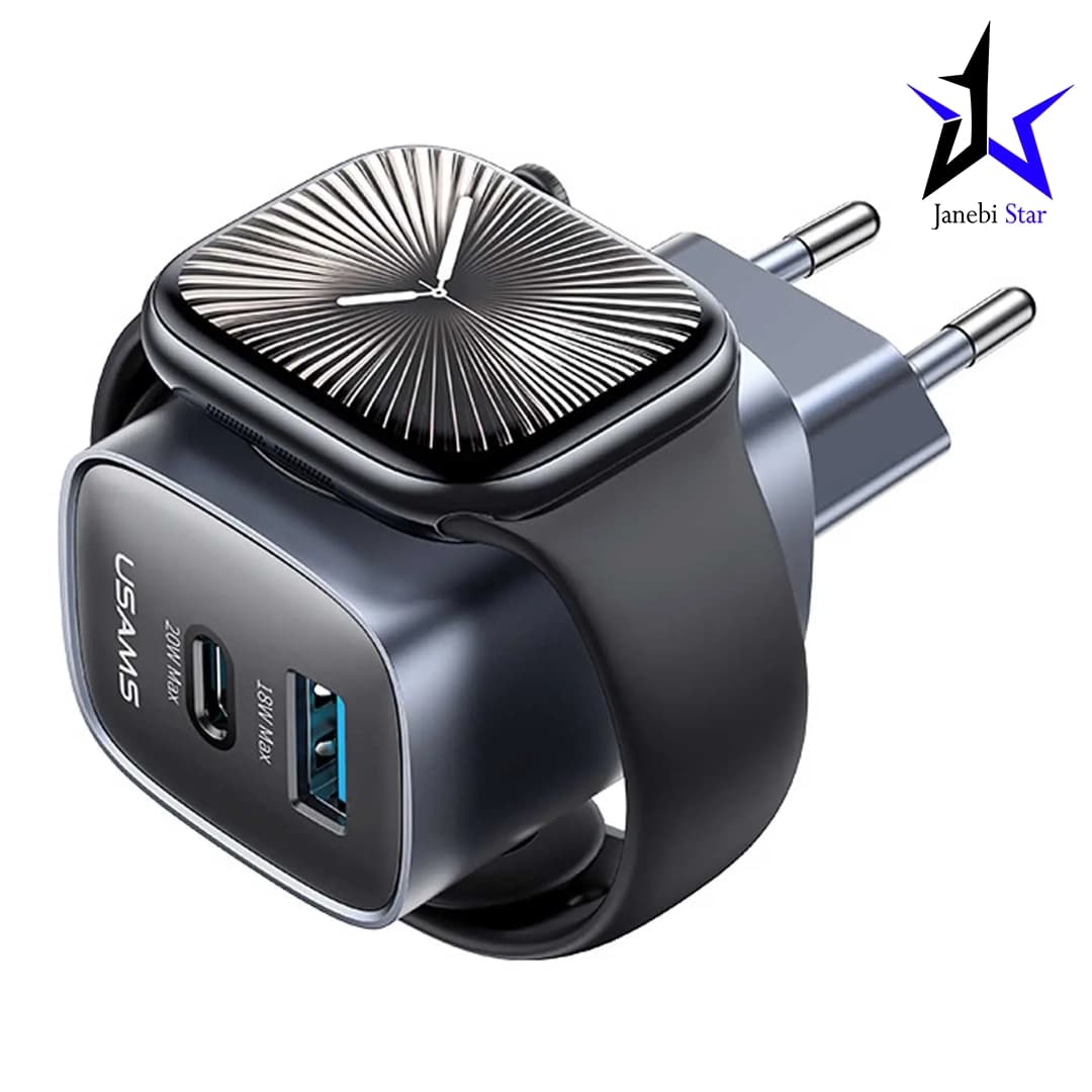شارژر دیواری تایپسی 20 وات و یواسبی 18 وات و شارژر اپلواچ یوسامز CC293 T67 — تصویر ۴