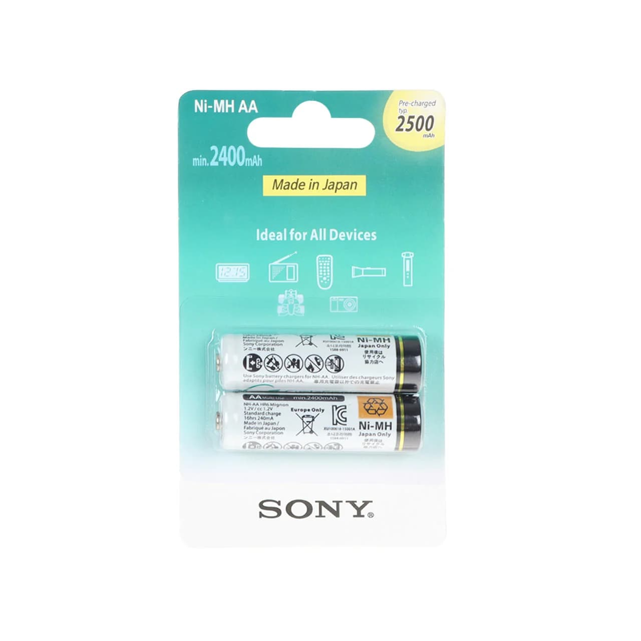 باتری قلمی قابل شارژ سونی 2500mah بسته 2 عددی — تصویر ۲