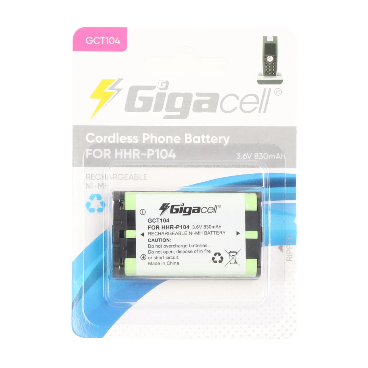 باتری تلفن بی سیم قابل شارژ Gigacell مدل HHR – P104 با ظرفیت 830mAh — تصویر ۲