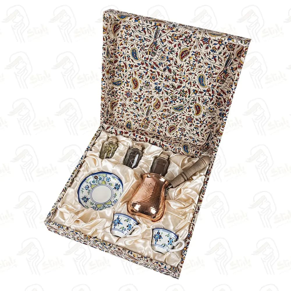 پک قهوه خوری بَنَک قهوه جوش مسی، قهوه خوری سرامیکی، قهوه، دارچین و هل