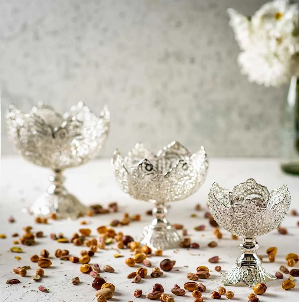 هدیه صنایع دستی ست کشکول و آجیل خوری ملیله کاری — تصویر ۲