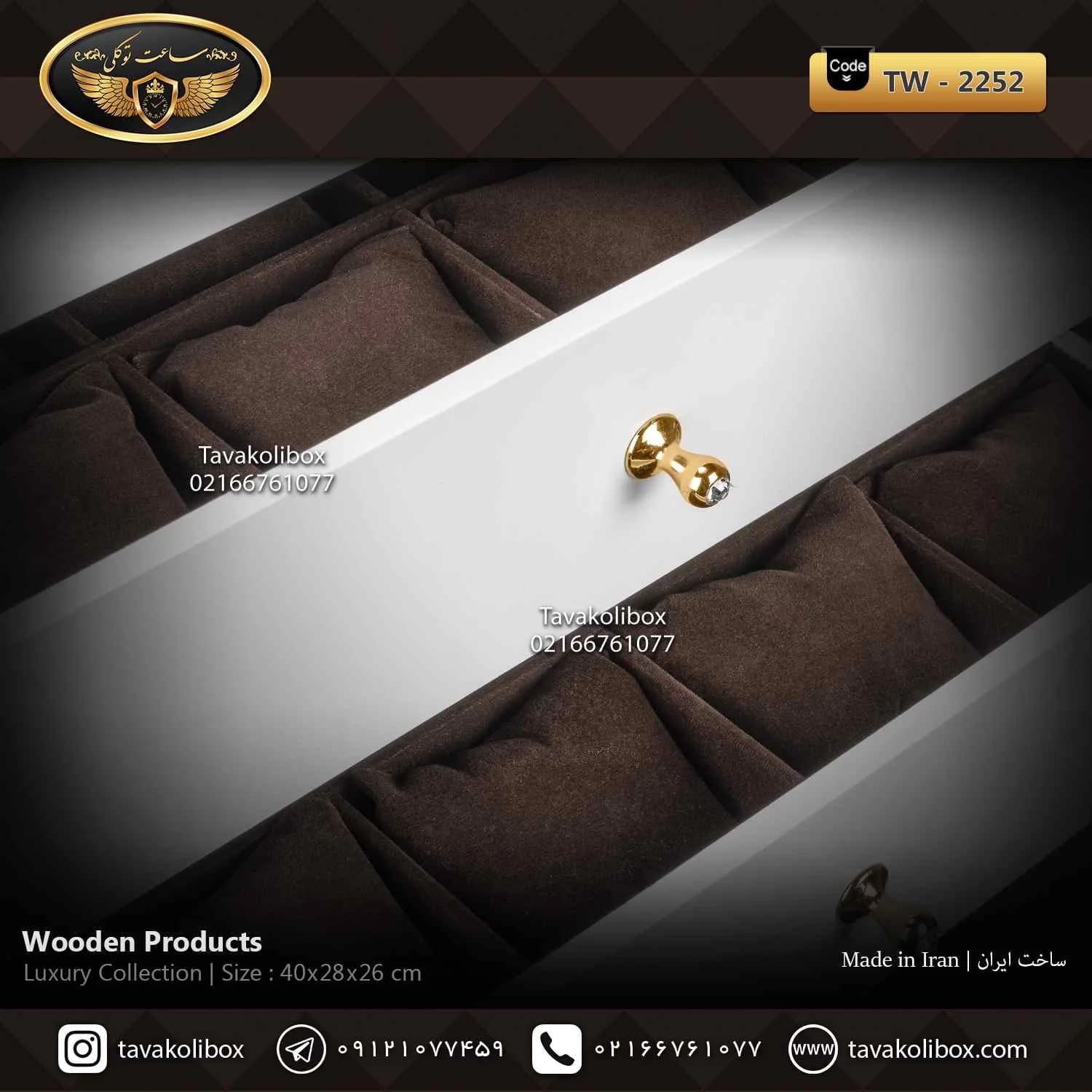 جعبه ساعت 36 خونه کشودار بالشتک معمولی رنگ سفید مدل : TW-2252 — تصویر ۳