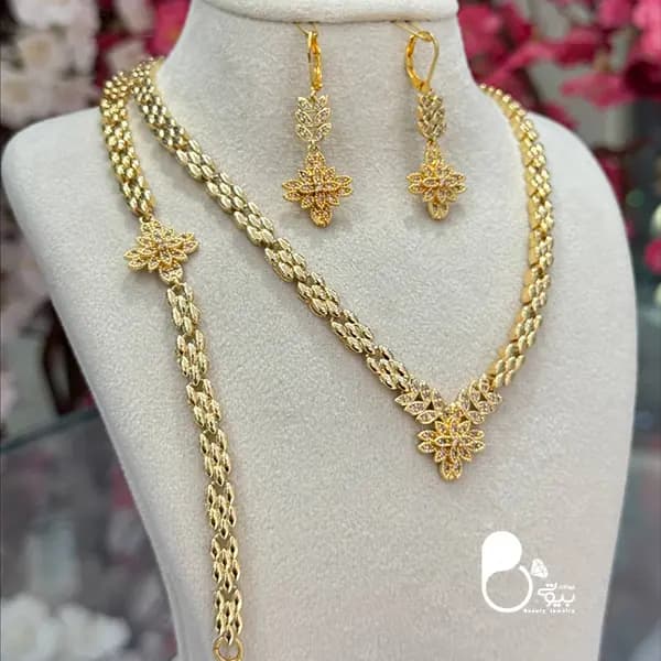 ست طرح گندمی نگین اتریشی شبیه طلا