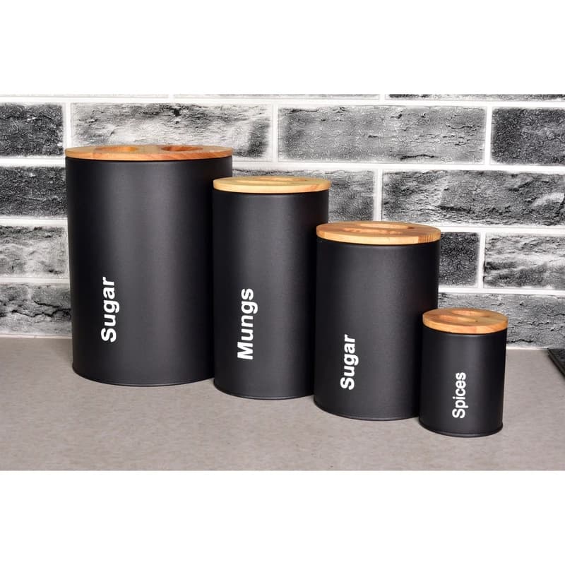 سرویس آشپزخانه 16 پارچه مشکی سنباده ای درب چوبی یونیک کد 8005 — تصویر ۷