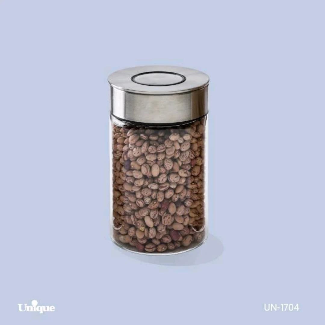 بانکه شیشه ای درب استیل 15سانت یونیک کد UN-1704 — تصویر ۴