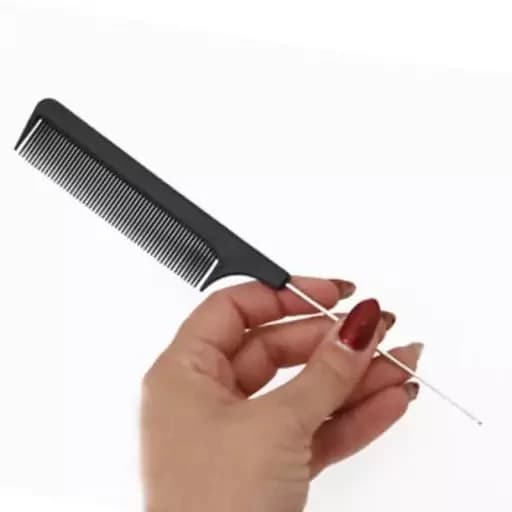 شانه دم باریک دسته فلزی؛ ابزار حرفهای برای شینیون، رنگ و دکلره دقیق — تصویر ۲