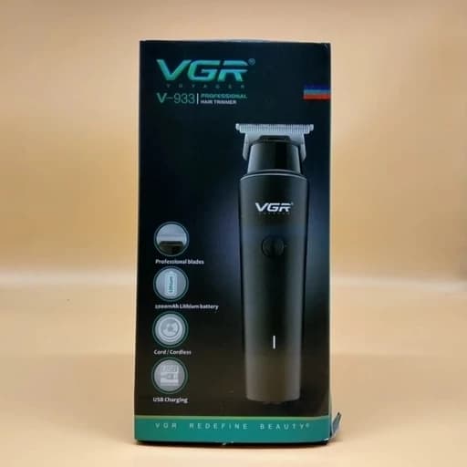ماشین اصلاح موی سر و صورت وی جی ار مدل V-933 با تیغه استیل پیشرفته، اصلاح خط زن و حجم زن، قابلیت استفاده خشک و مرطوب، با — تصویر ۶