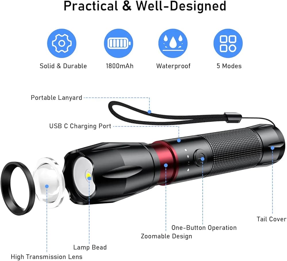 “چراغ قوه LED قابل شارژ بلوکار Blukar — تصویر ۲