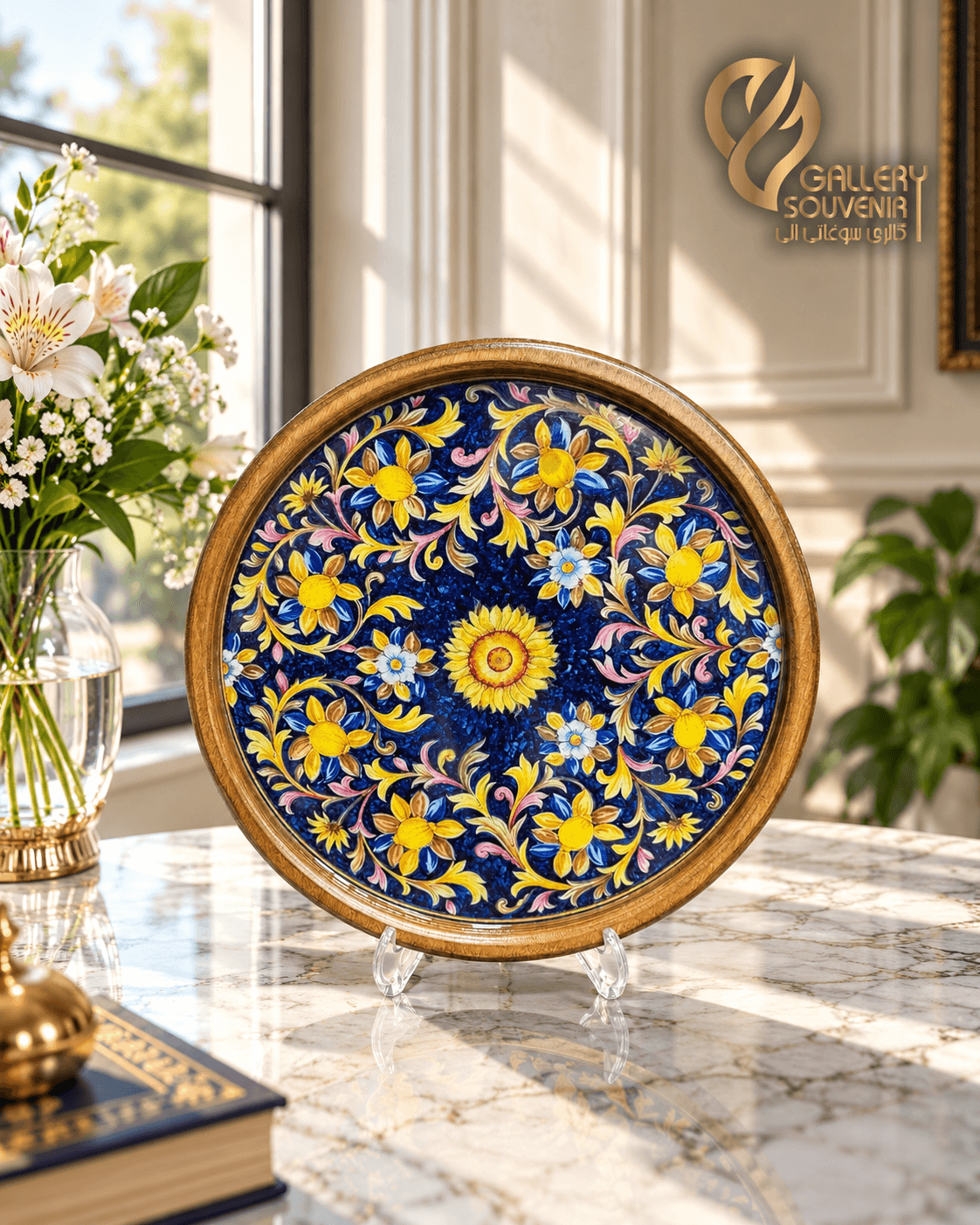 سینی چوبی گرد مهرگان ۲۷ سانت