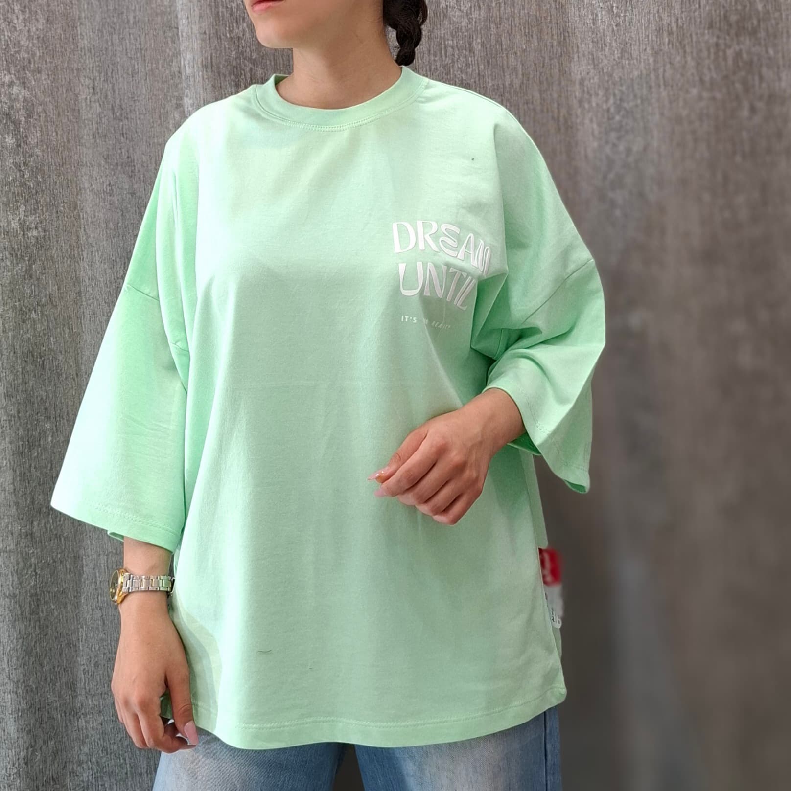 تیشرت باکسی ماکان طرح نوشته انگلیسی (زنانه) — تصویر ۶