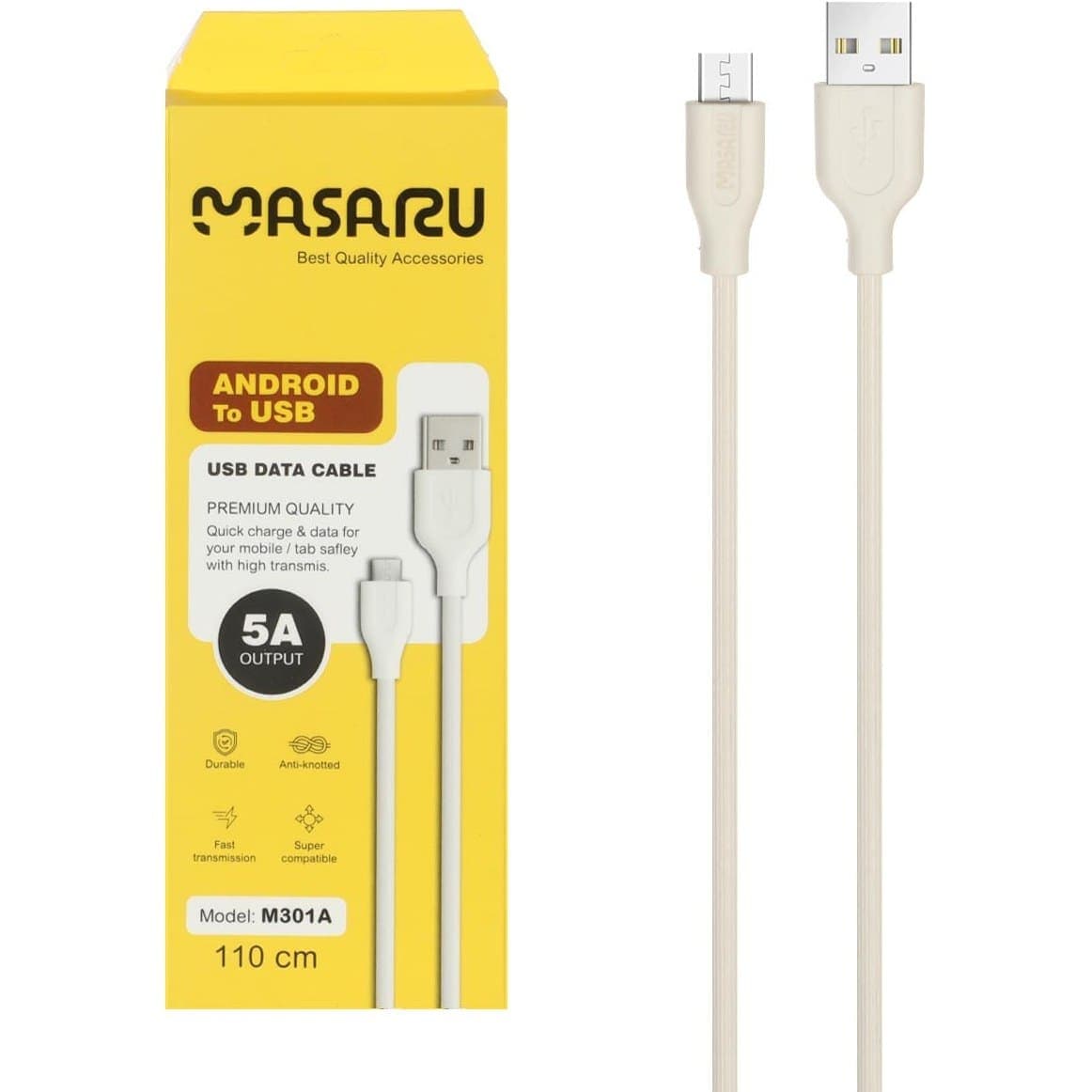 کابل شارژ فست اندروید ماسارو مدل M301A (طول ۱.۱ متر)