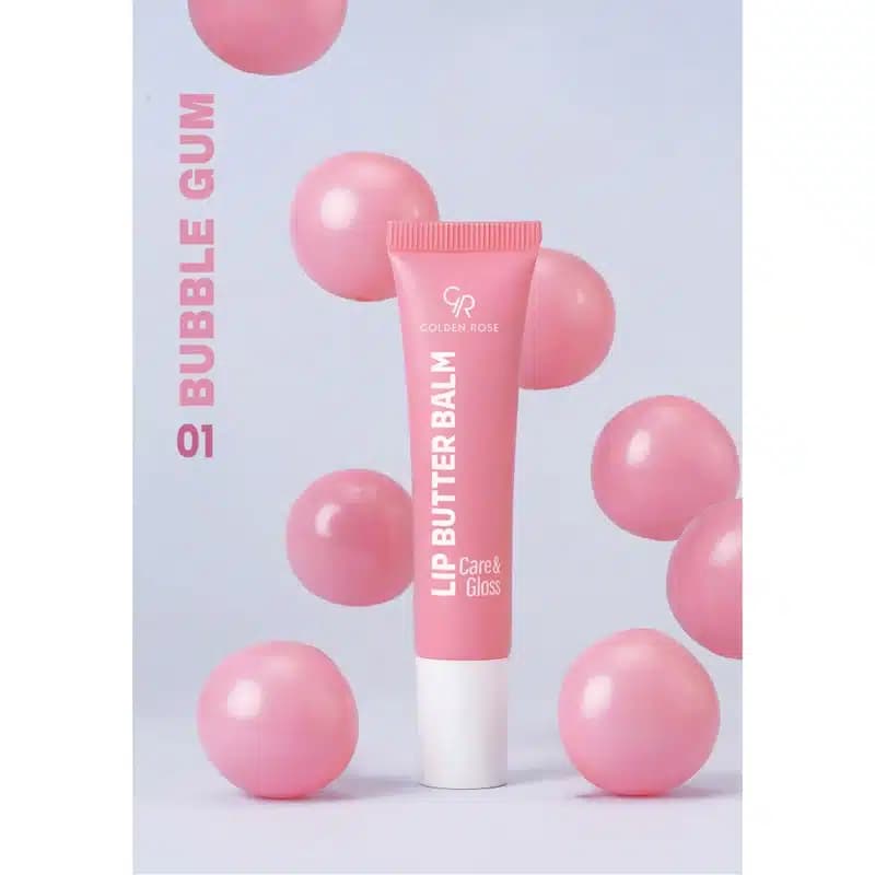 بالم لب کره ای گلدن رز Golden Rose مدل Lip Butter Balm کد 01 رنگ Bubble Gum — تصویر ۴