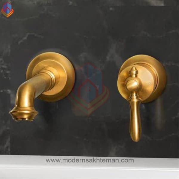 شیر روشویی توکار دوتکه طلایی مات شودر مدل زیگموند