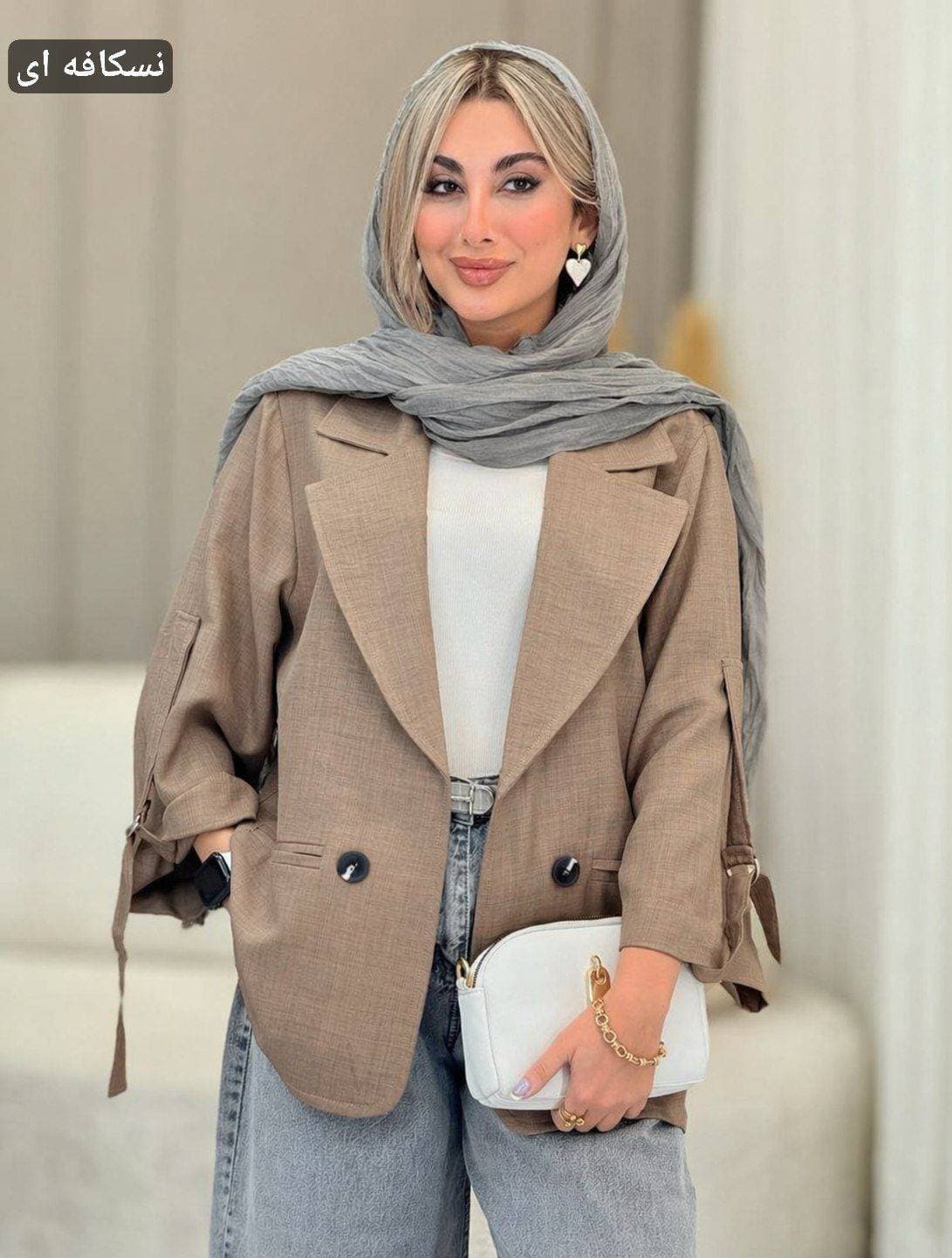 کت زنانه مجلسی مدل طیبه پارچه شانتون (کد: ۱۱۸۶۱) — تصویر ۵