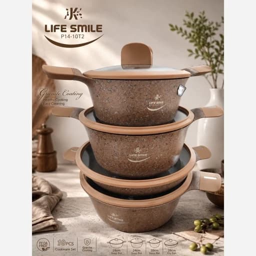 ست قابلمه 10 پارچه لایف اسمایل (Life-Smile)، سری دلفین (LIFEP14-10T2-DBROWN) — تصویر ۳