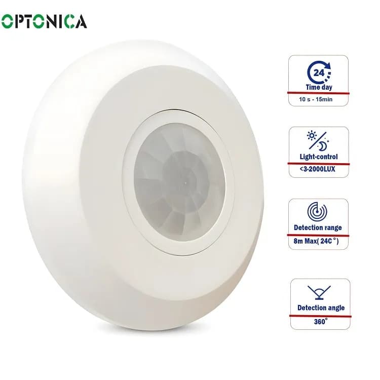 سنسور حرکتی 360 درجه (PIR) روکار اپتونیکا با یکسال گارانتی — تصویر ۳