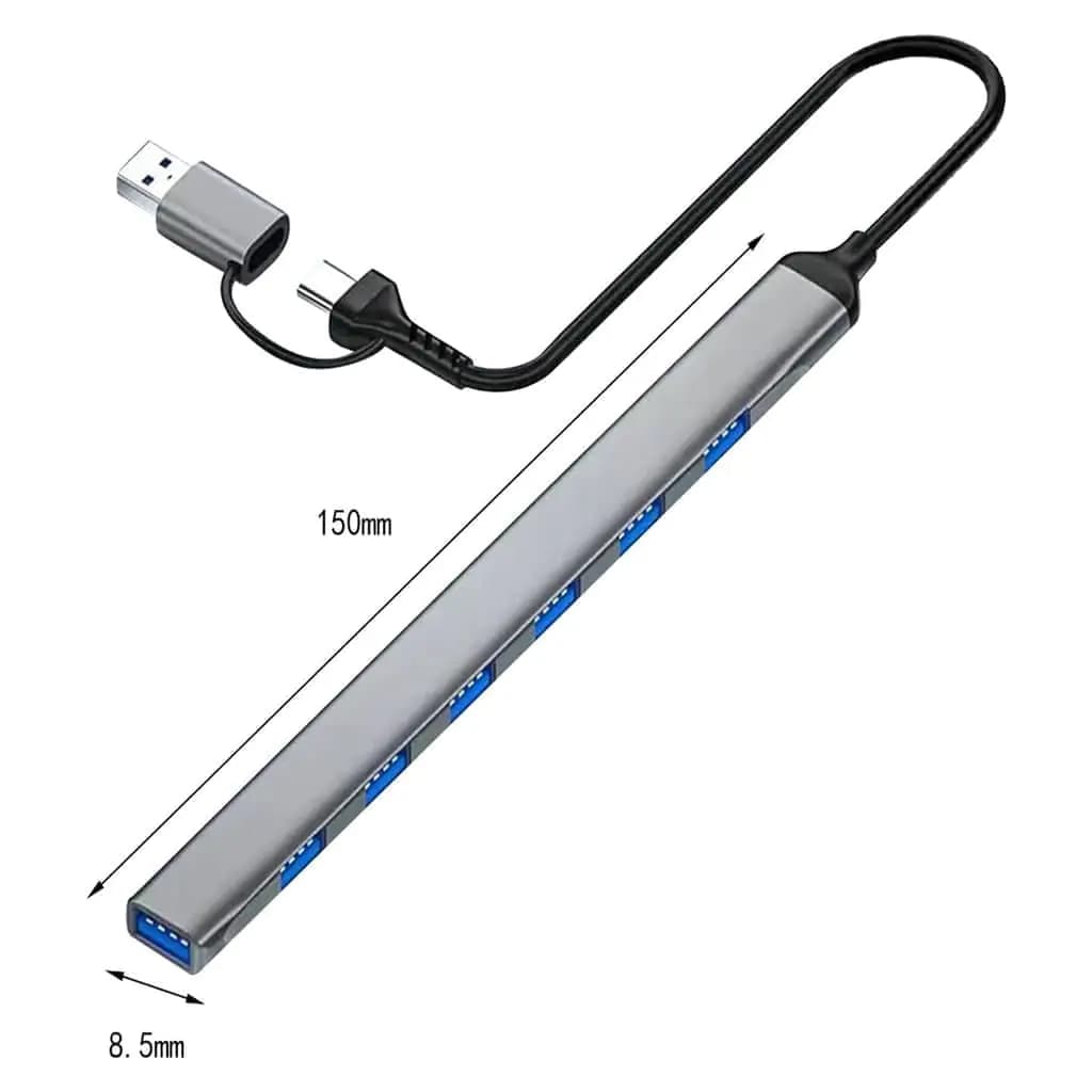 هاب 7 پورت USB 3.0 با سری USB-C و USB3.0 پی نت به طول 15 سانتی متر مدل P-7602 — تصویر ۲