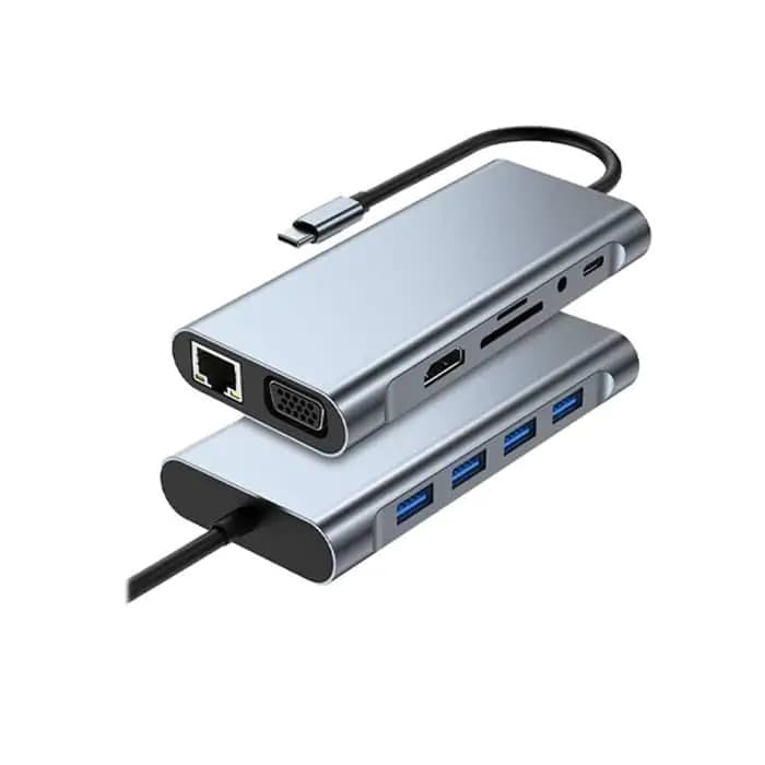 هاب 11 پورت چندمنظوره 7 کاره با سری USB3.0 TYPE-C پی نت مدل P-1101 — تصویر ۵