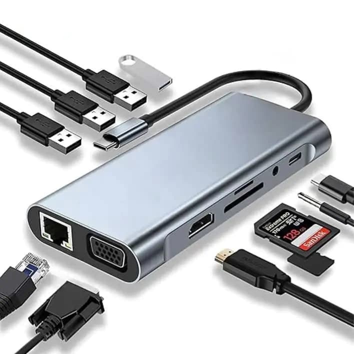هاب 11 پورت چندمنظوره 7 کاره با سری USB3.0 TYPE-C پی نت مدل P-1101
