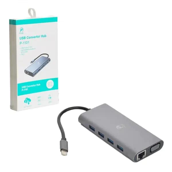 هاب 11 پورت چندمنظوره 7 کاره با سری USB3.0 TYPE-C پی نت مدل P-1101 — تصویر ۷