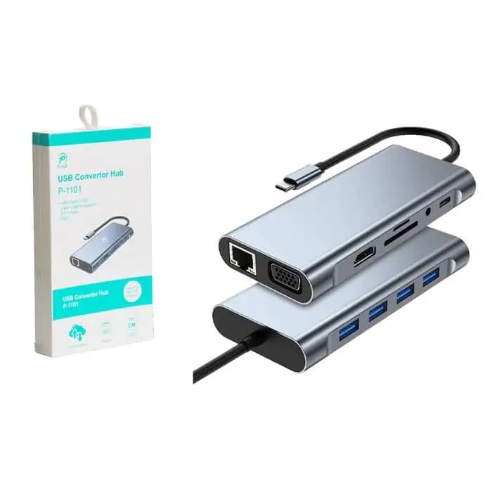 هاب 11 پورت چندمنظوره 7 کاره با سری USB3.0 TYPE-C پی نت مدل P-1101 — تصویر ۶