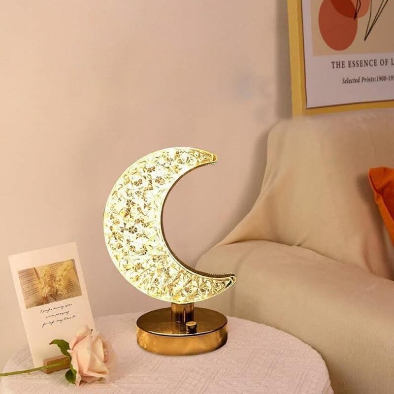 چراغ خواب شارژی رومیزی کریستال طرح ماه — تصویر ۷