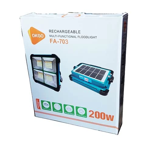پروژکتور شارژی خورشیدی 200 وات OKGO مدل FA-703