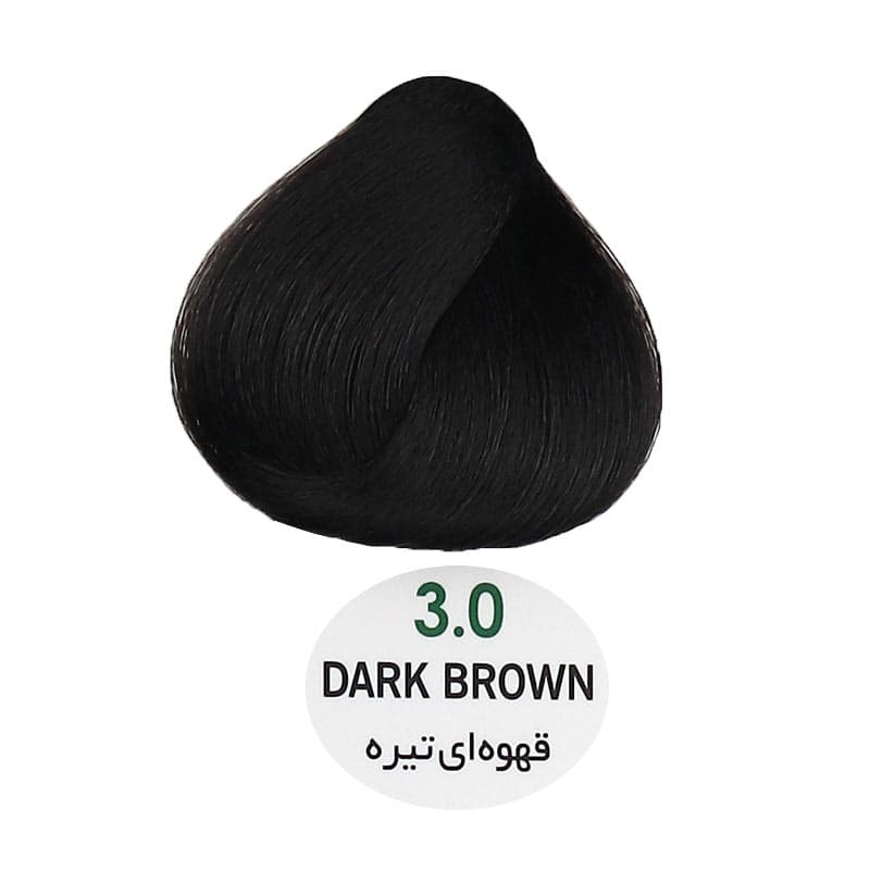 کیت رنگ موی طبیعی بدون آمونیاک زنانه کلینیک قهوه ای تیره شماره 3.0 — تصویر ۲