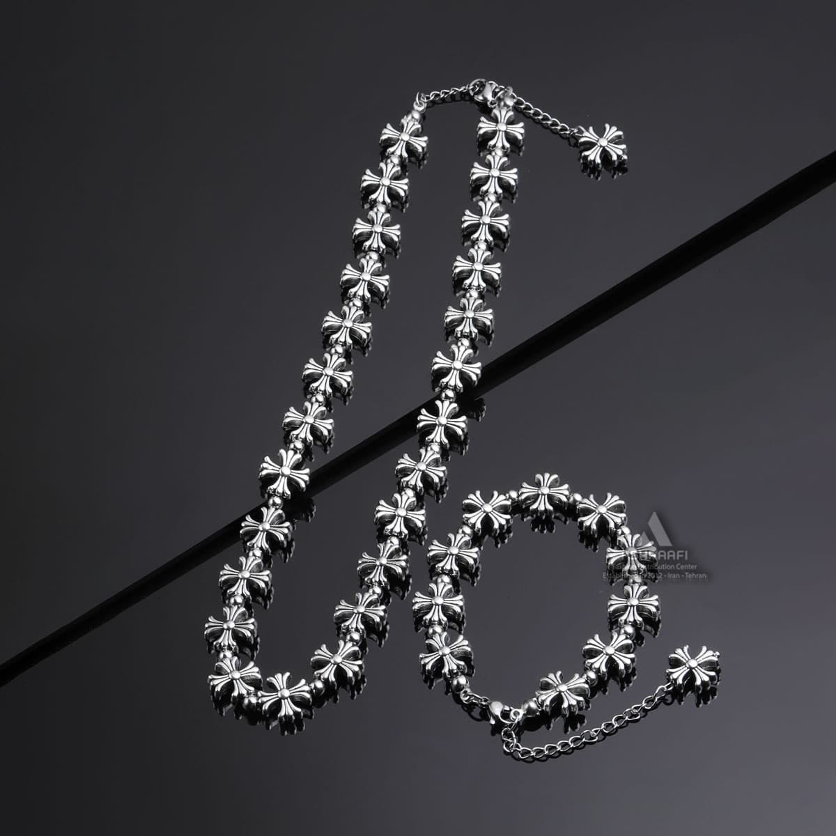 گردنبند و دستبند کروم هارتز Cross Necklace & Bracelet S01 — تصویر ۲