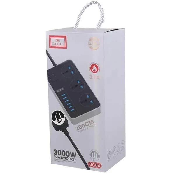چند راهی 3 خانه ارلدام ES-SC04 با کابل 2 متری با شارژر USB اصلی — تصویر ۳