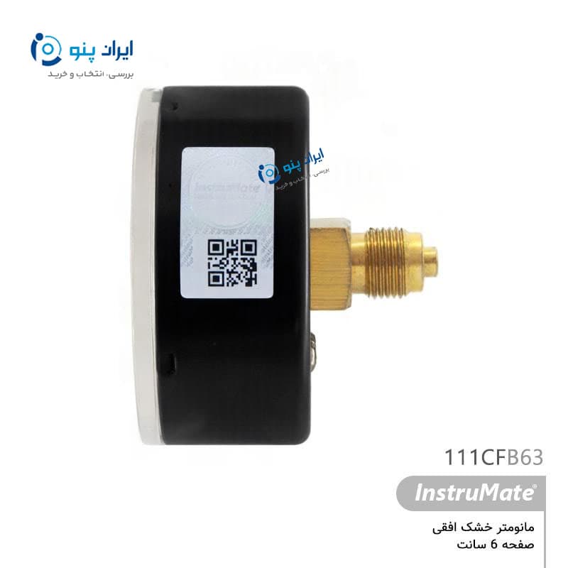 گیج فشار خشک افقی صفحه ۶ سانت صفر تا ۶۰ بار اینسترومیت InstruMate مدل 111CFB63 — تصویر ۲