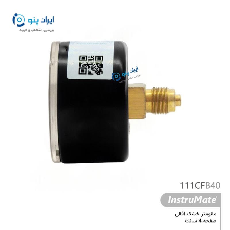 گیج فشار خشک افقی صفحه ۴ سانت صفر تا ۱۶ بار اینسترومیت InstruMate مدل 111CFB40 — تصویر ۲