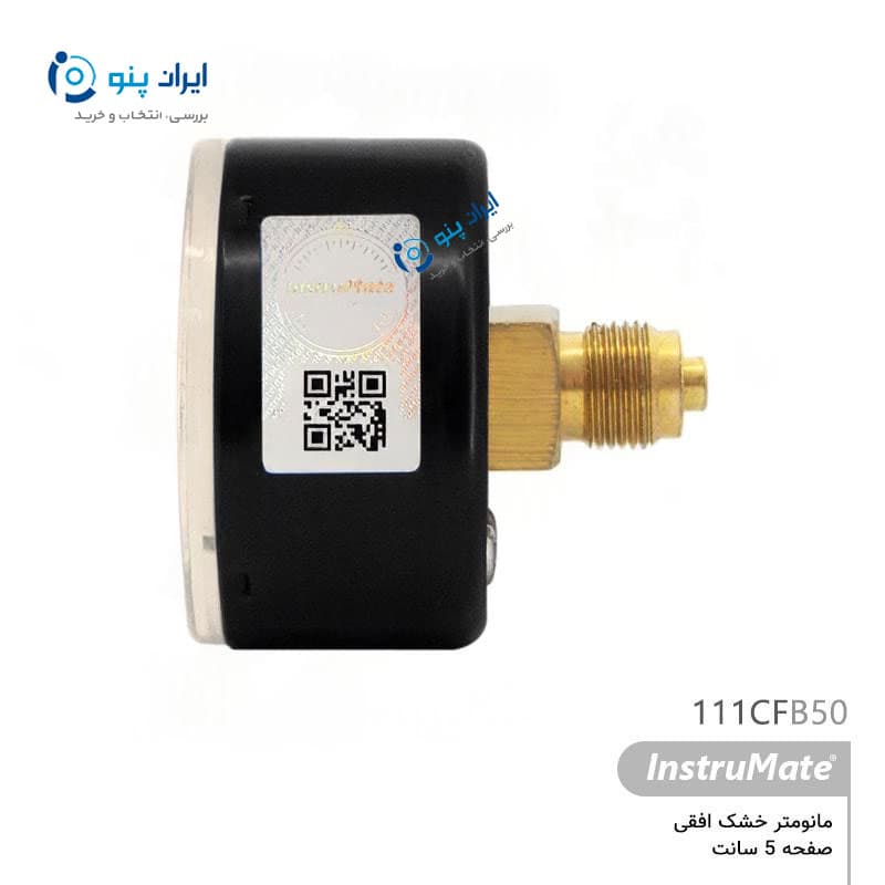 گیج فشار خشک افقی صفحه ۵ سانت صفر تا ۱۶ بار اینسترومیت InstruMate مدل 111CFB50 — تصویر ۲