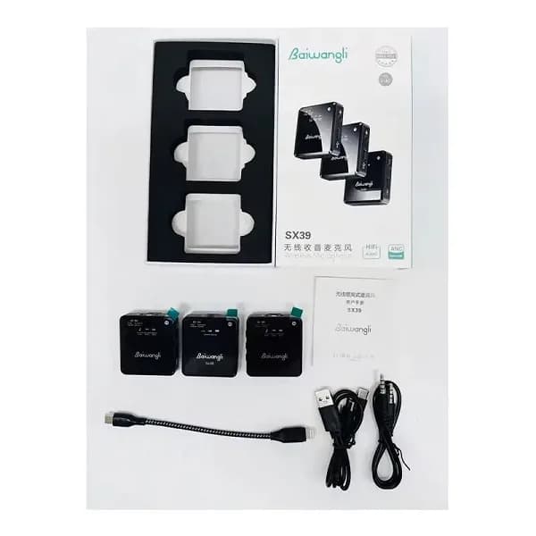 ست میکروفن یقه ای برند Baiwangli مدل SX39 اصلی دو کاربر — تصویر ۴