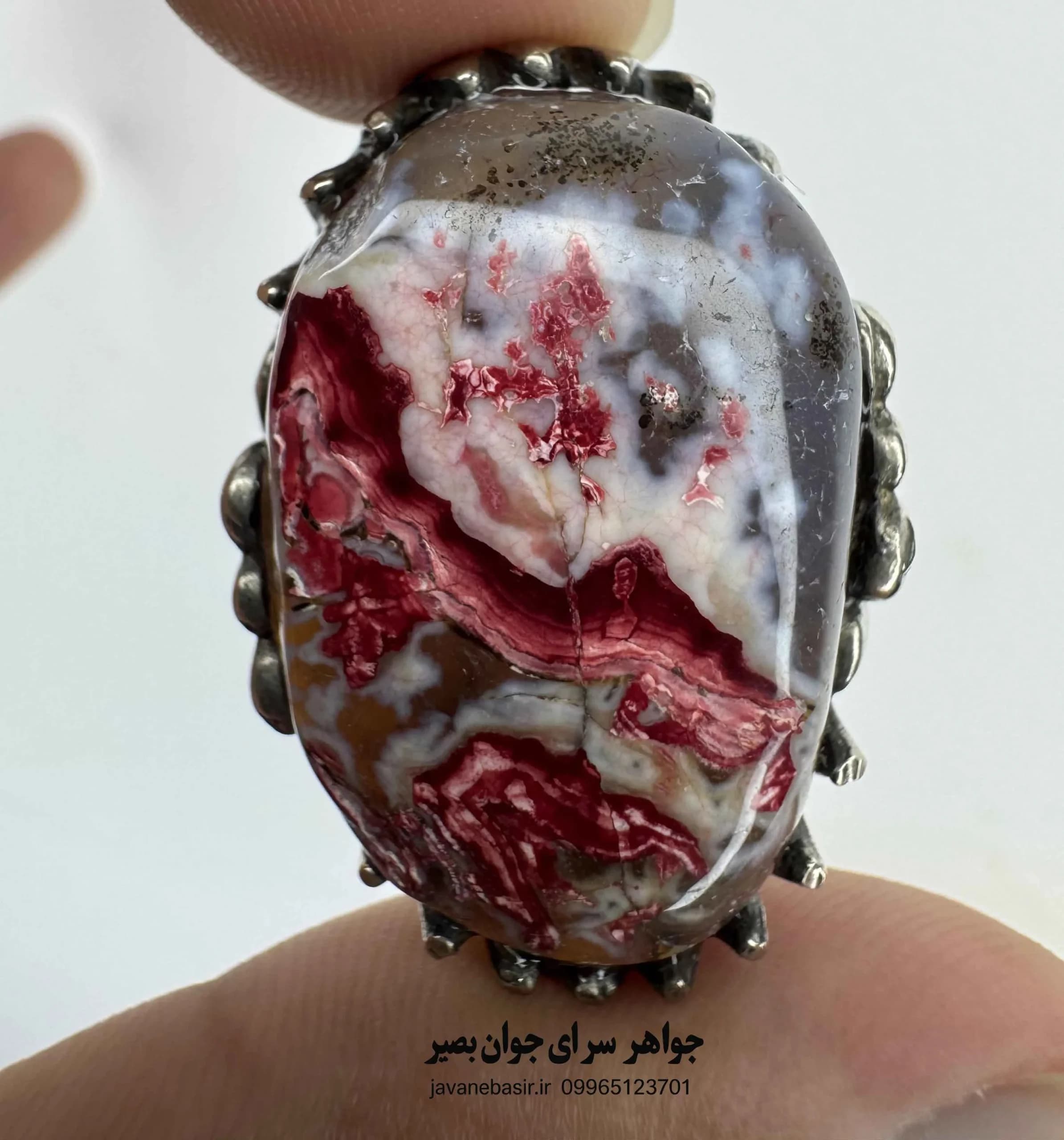 انگشتر عقیق ملکی دموی خونی مصور | سنگ خونین کمیاب برای عزت، رزق و حفاظت — تصویر ۳