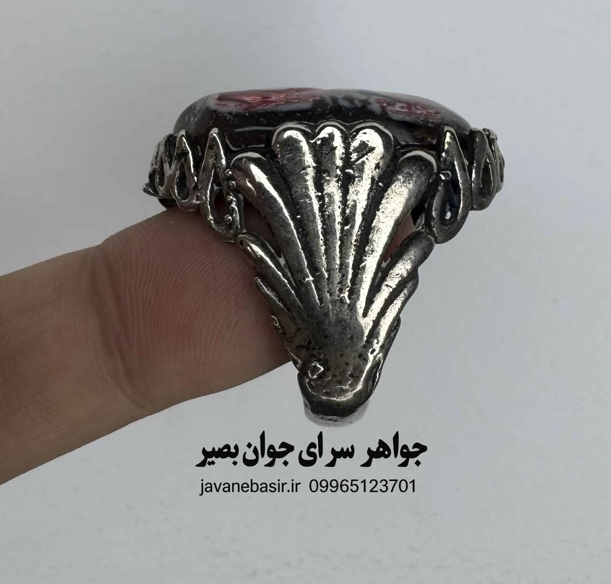 انگشتر عقیق ملکی دموی خونی مصور | سنگ خونین کمیاب برای عزت، رزق و حفاظت — تصویر ۲