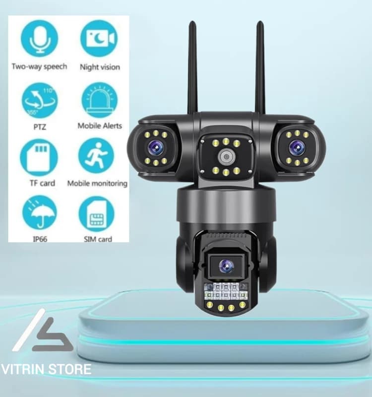 دوربین مداربسته سیمکارت خور سه لنز چرخشی 12 مگاپیکسل V380 3cam — تصویر ۵