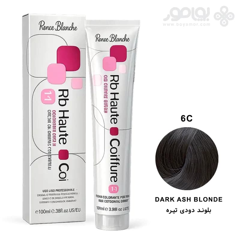رنگ موی رنه بلانش سری COIFFURE شماره 6C رنگ بلوند دودی تیره