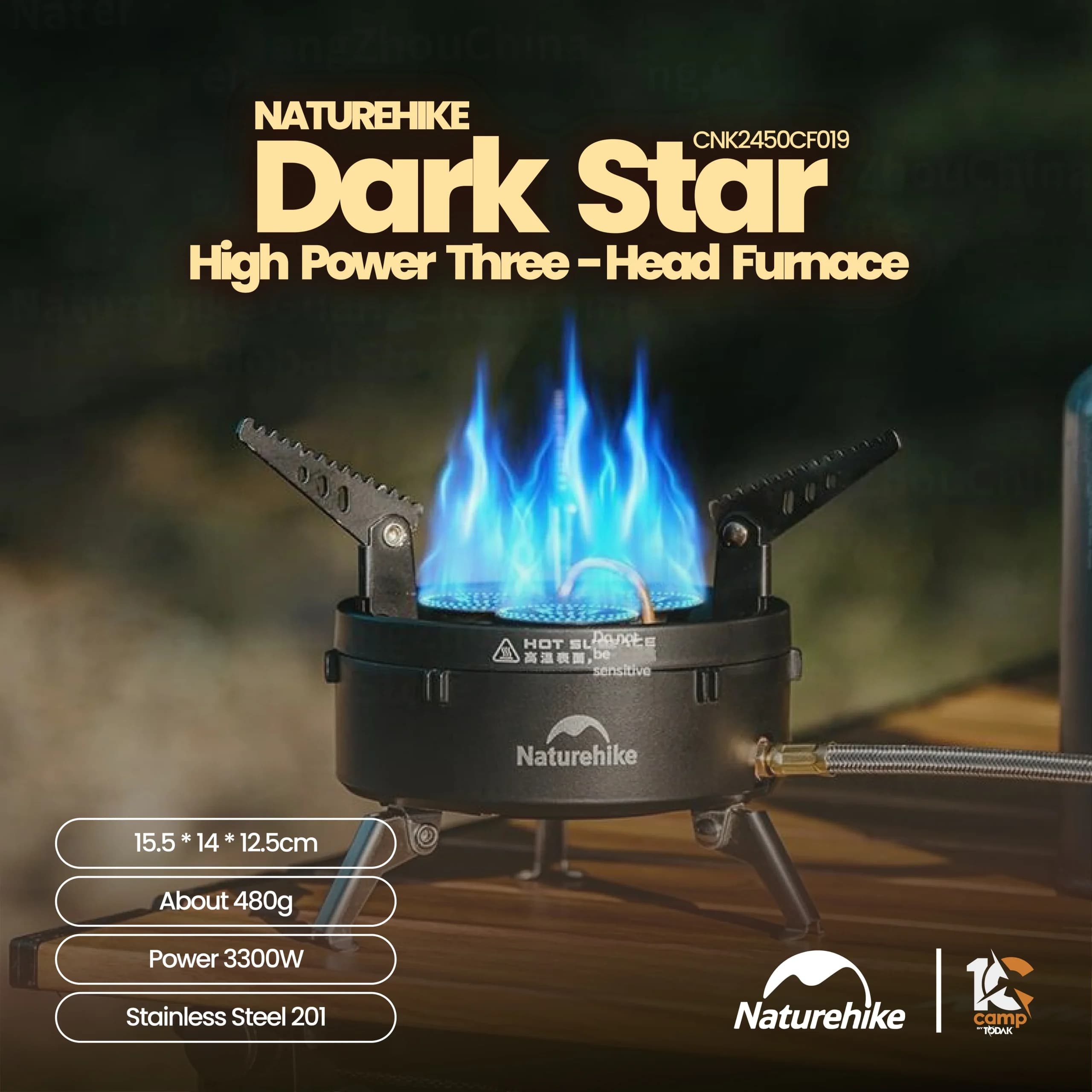 🔥 سرشعله Naturehike مدل DARK STAR CNK2450CF019 | سهپره، پرقدرت و تاشو با میز همراه