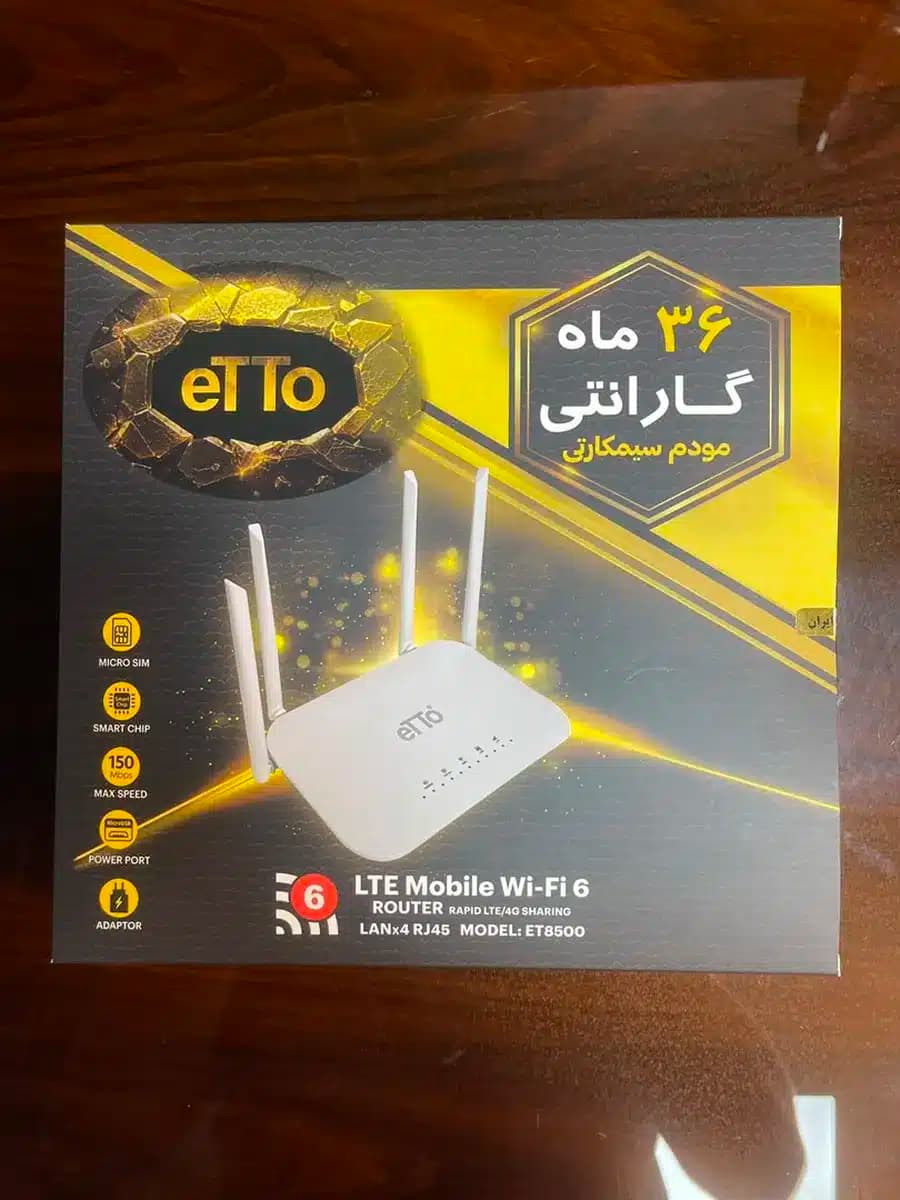 مودم سیم کارتی eTTo ET8500 | مودم 4G LTE رومیزی Wi-Fi 6 چهار آنتن — تصویر ۳