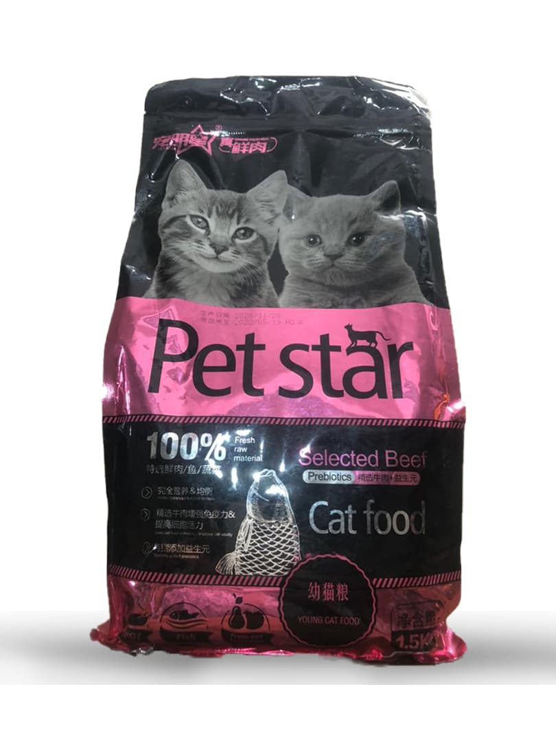 غذا خشک گربه بالغ 1.5 کیلوگرمی پت استار ( کارتن2 عددی )
