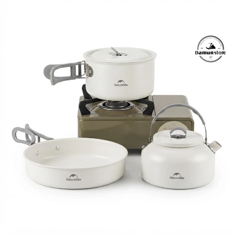 🫕 Naturehike ست قابلمه اورجینال CNK2450CF013 | زیتون کمپ — تصویر ۵