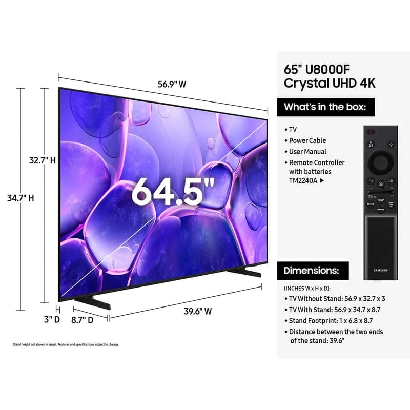 تلویزیون سامسونگ مدل U8000 سایز ۶۵ اینچ Ultra HD 4K — تصویر ۳