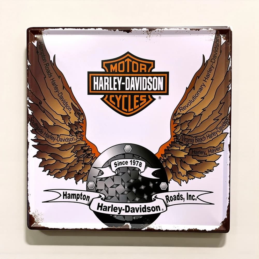 پلاک فلزی دکوری طرح Hampton Road Harley ابعاد 30×30